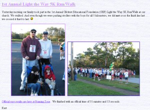 Leucht family blog entry from 2007 race