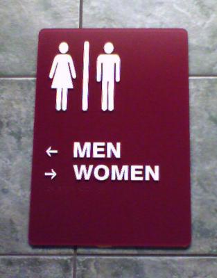 Poorly designed restroom sign