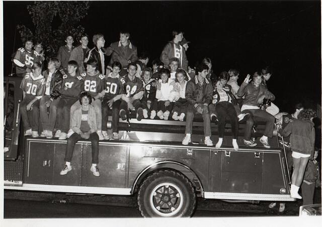 Football team homecoming parade - from Robyn Joos private photo collection