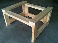 Custom built wood washer and dryer shelves 1