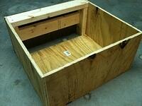 Custom built wood washer and dryer shelves 3