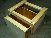 Custom built wood washer and dryer shelves 5